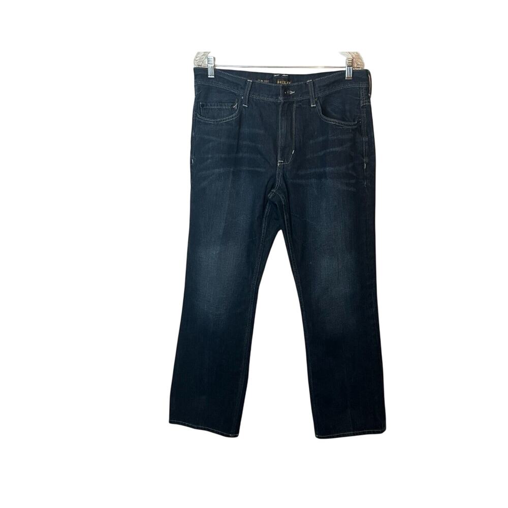 Helix Jeans Mens 34W Blue Slim Bootcut Cotton Zip Close Medium Wash Y2K 34x30